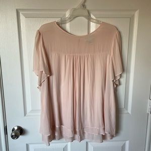 Forever 21 sheer pink layered blouse